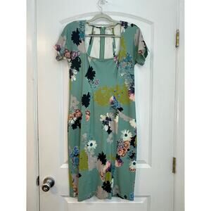 Etro Dress Size 40 Green Floral Stretch Knit Bodycon Cottage Core Country Club